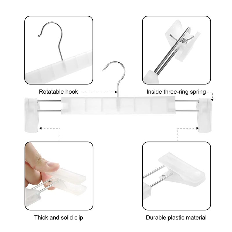 GUANJUNE Clothes Pants Hangers  Space-Saving Skirt Holders with 360  Swivel Hooks  Adjustable Clips  Trouser Hangers  Clothes Coat Garment Jeans Hangers (10 Pack  Transparent) - Image 2